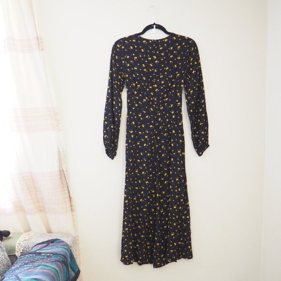 & Other Stories Black Floral Midi Dress - Picture 7 of 9